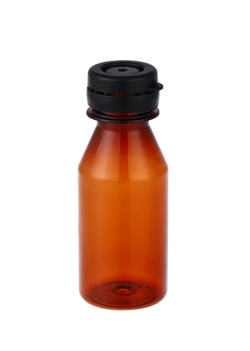 30-60ml PET Brown Transparent Snap Cap Cecair Cecair Bulat