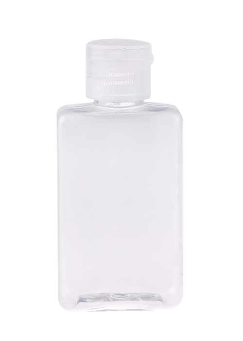 40-60ml PET lutsinar botol segi empat sama flip-top gel losyen sub-botol