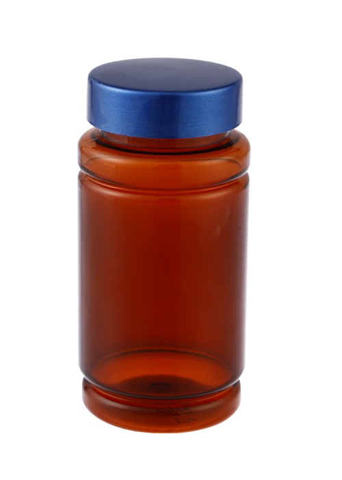 150g Botol Kapsul Buluh PET Botol Produk Kesihatan Cap Logam Coklat